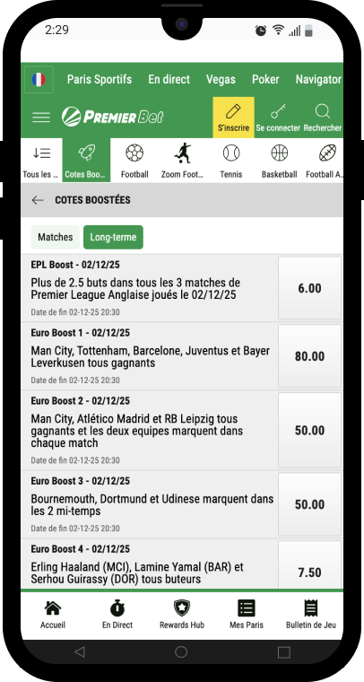 cotes boostees premier bet