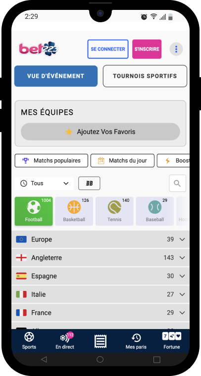 page d'accueil de bet223
